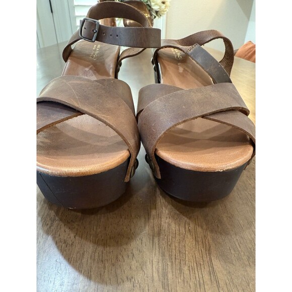 Mila Paoli Ostras Brown Leather Platform Block Heel Sandals Sz 40 Italian Made - Picture 9 of 10
